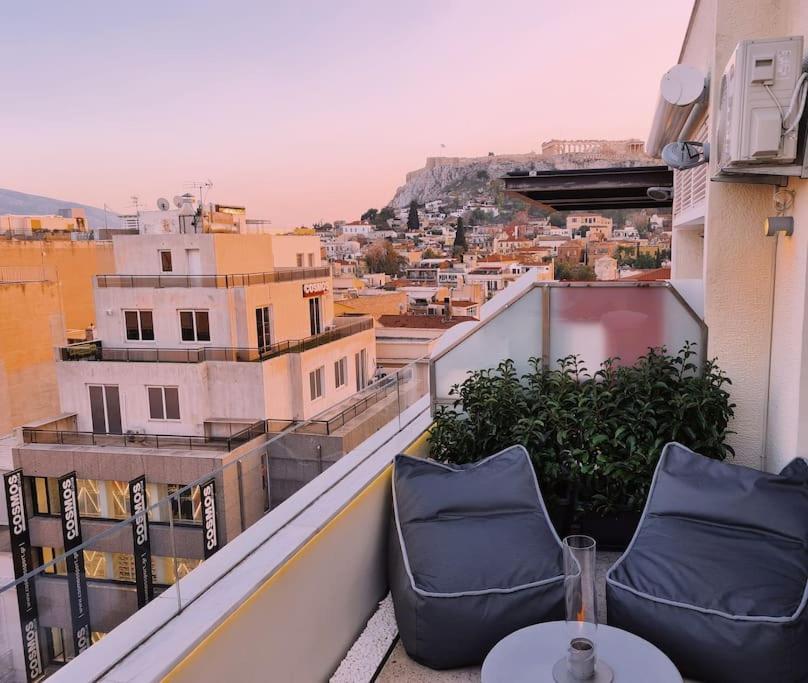 Heated Plunge Pool & Firepit Acropolis Penthouse Lägenhet Aten Exteriör bild